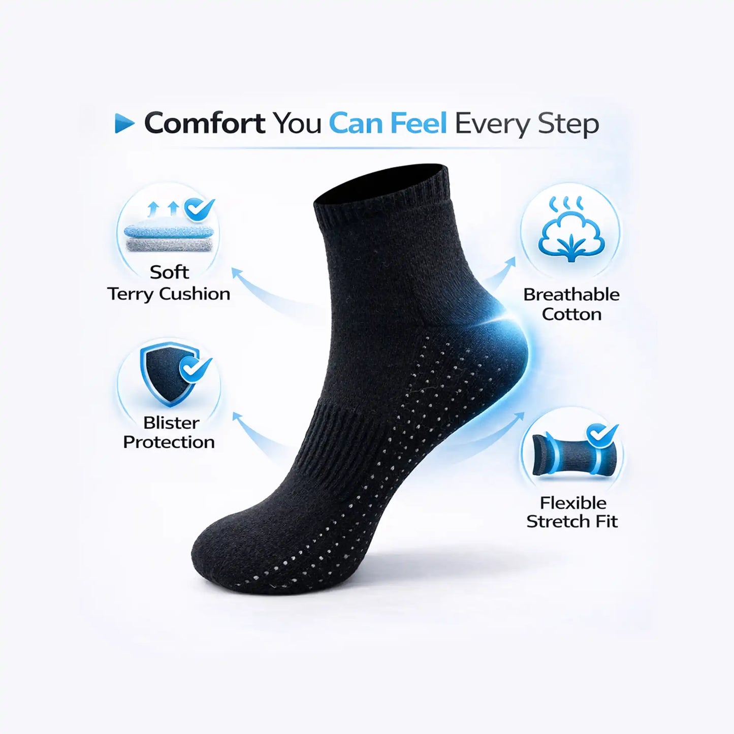 VEA Terry Socks 3 Pair Pack Assorted | Size 39–42 | VEA-2047