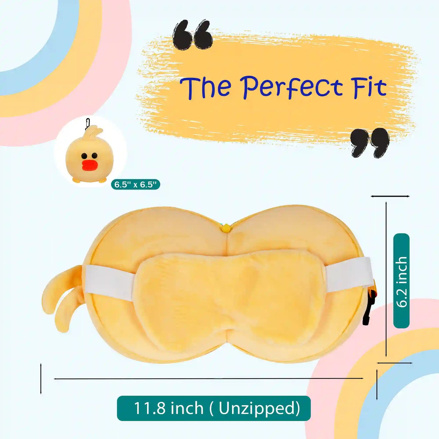VEA Kids Travel Pillow with Eye Mask – Yellow Duck