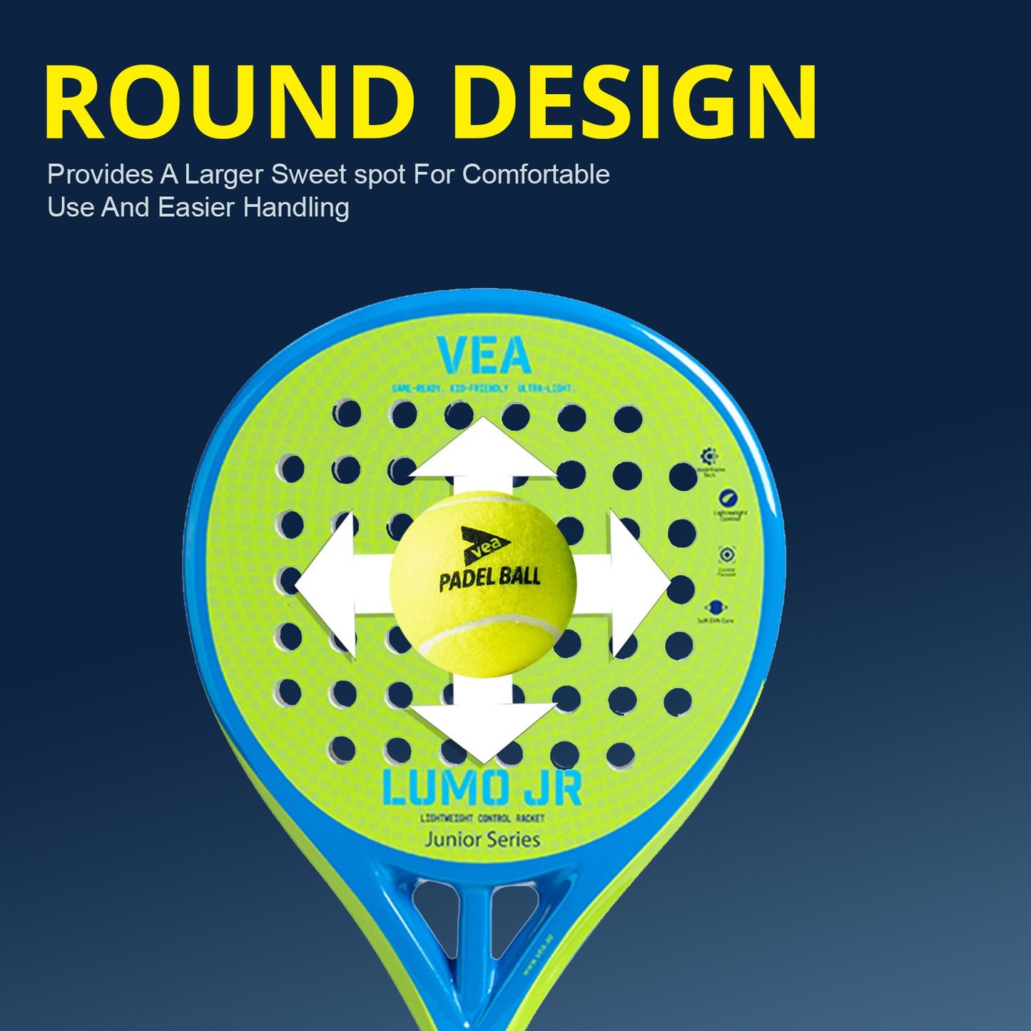 VEA Kids Padel Racket Lumo JR – Neon Green Bundle