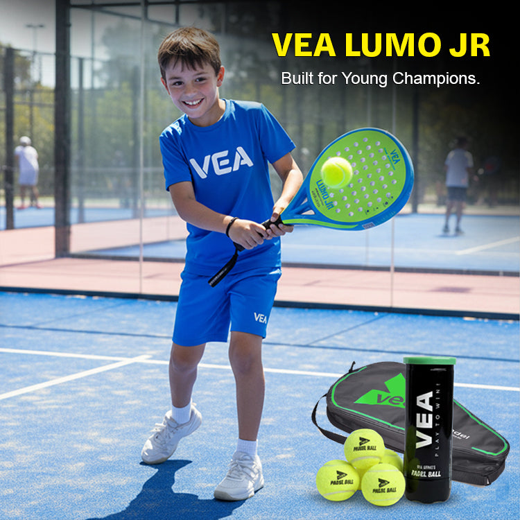 VEA Kids Padel Racket Lumo JR – Neon Green Bundle