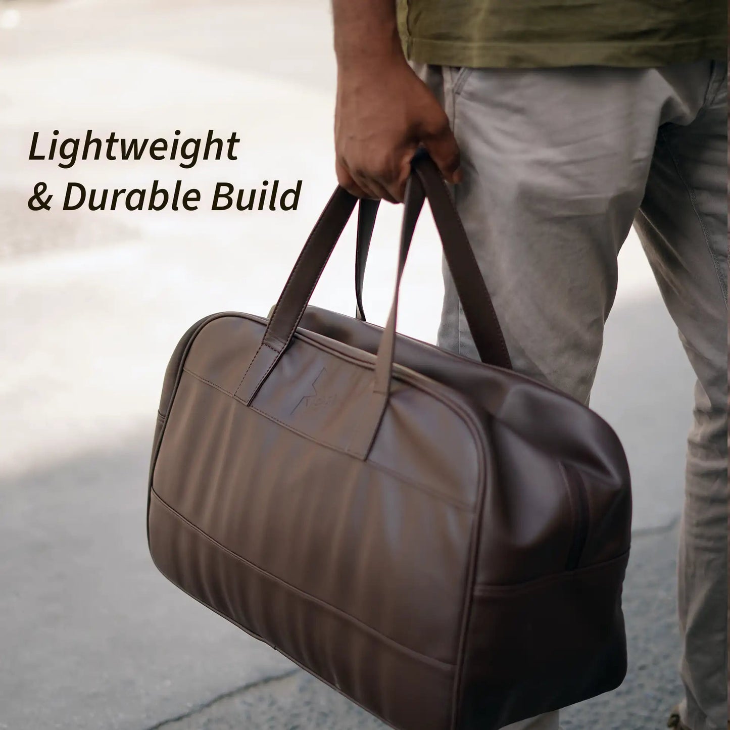 VEA Faux Leather Travel Duffel Bag – Cabin Size | Brown - VEA