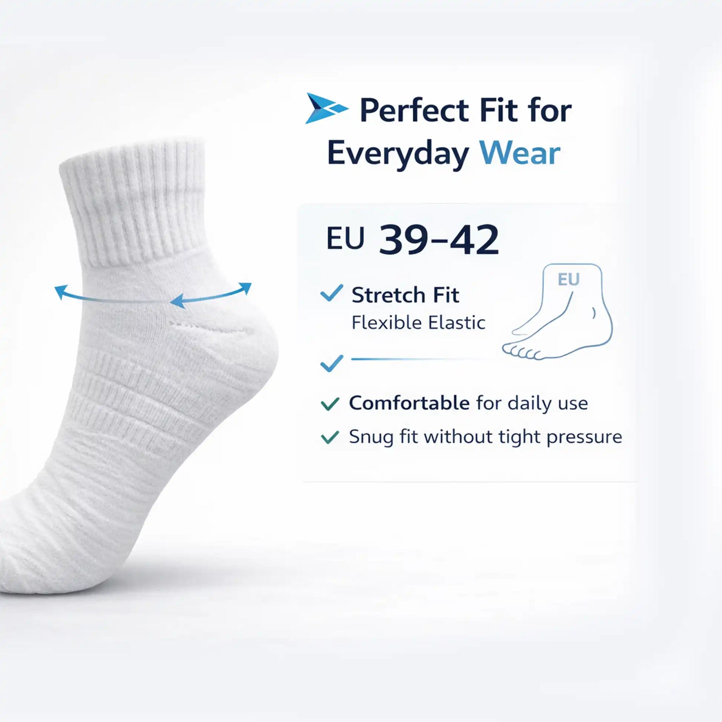 VEA Half Terry Socks 3 Pack White (39–42) | VEA-2043
