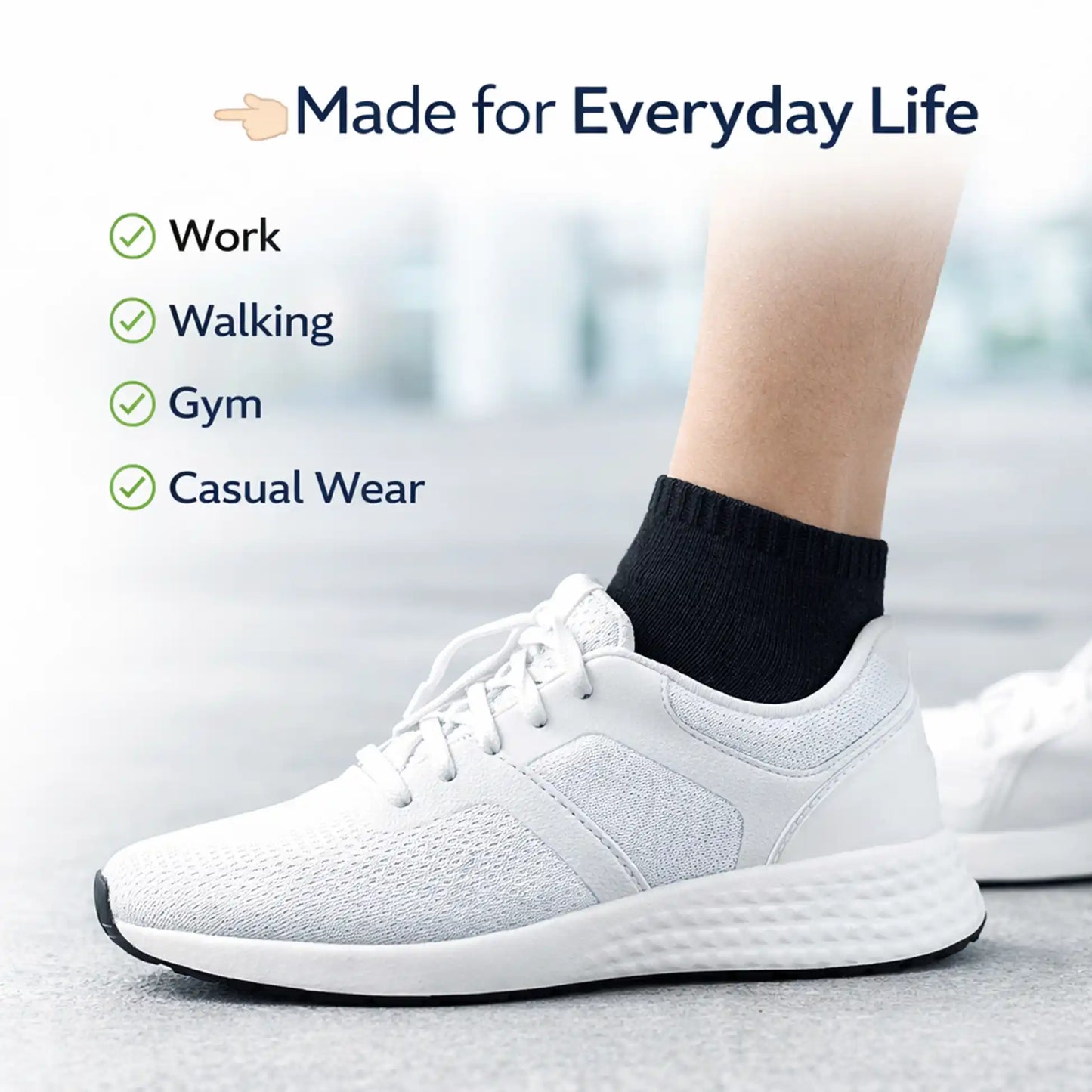 VEA Half Ankle Socks 3 Pair Pack | Size 39–42 | Black | VEA-2049