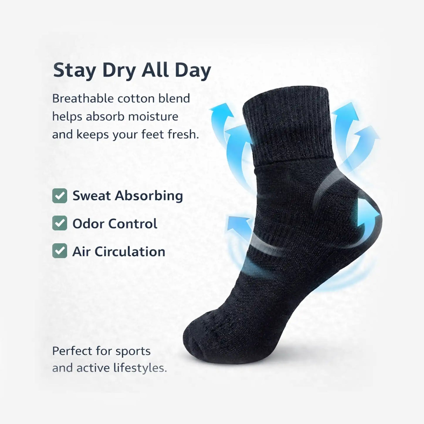 VEA Half Terry Socks 3 Pack Black (39–42) | VEA-2033