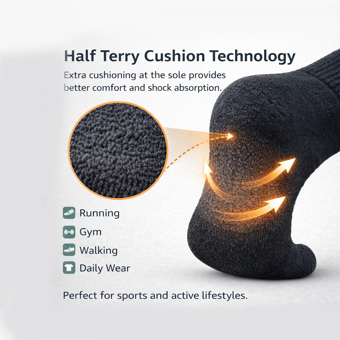 VEA Half Terry Socks 3 Pack Black (39–42) | VEA-2033