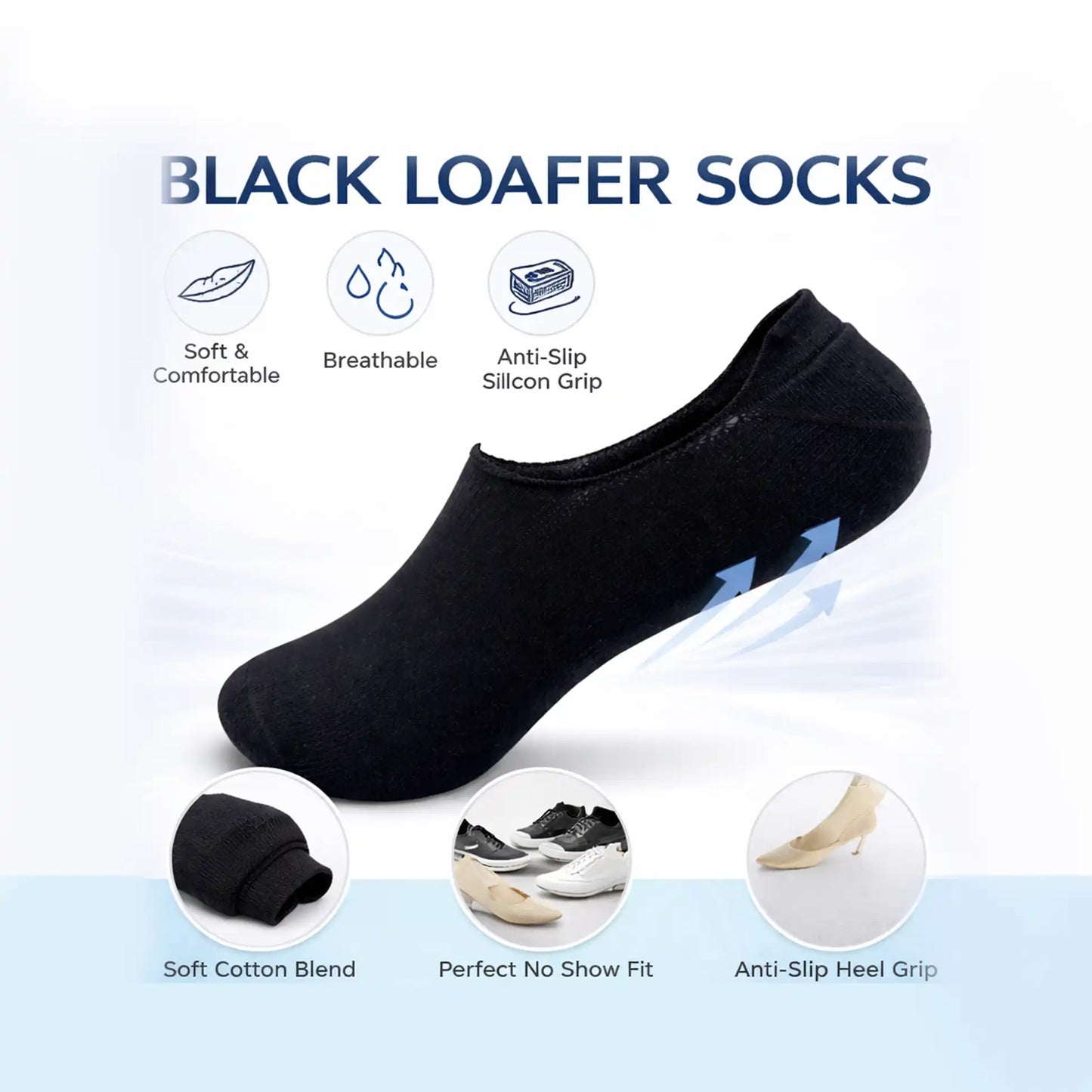 VEA Loafer Socks 3 Pack Black (39–42) | VEA-2039
