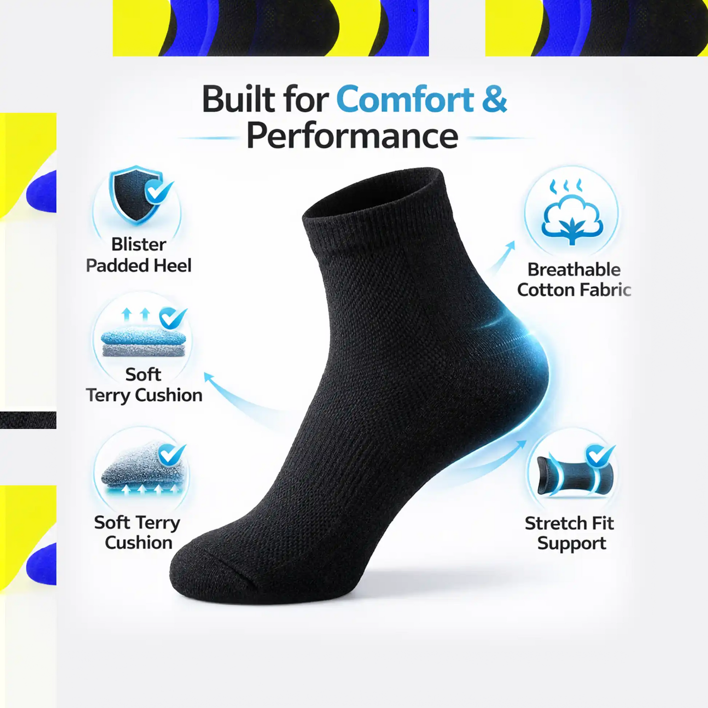 VEA Padded Terry Socks 3 Pack White (39–42) | VEA-2045