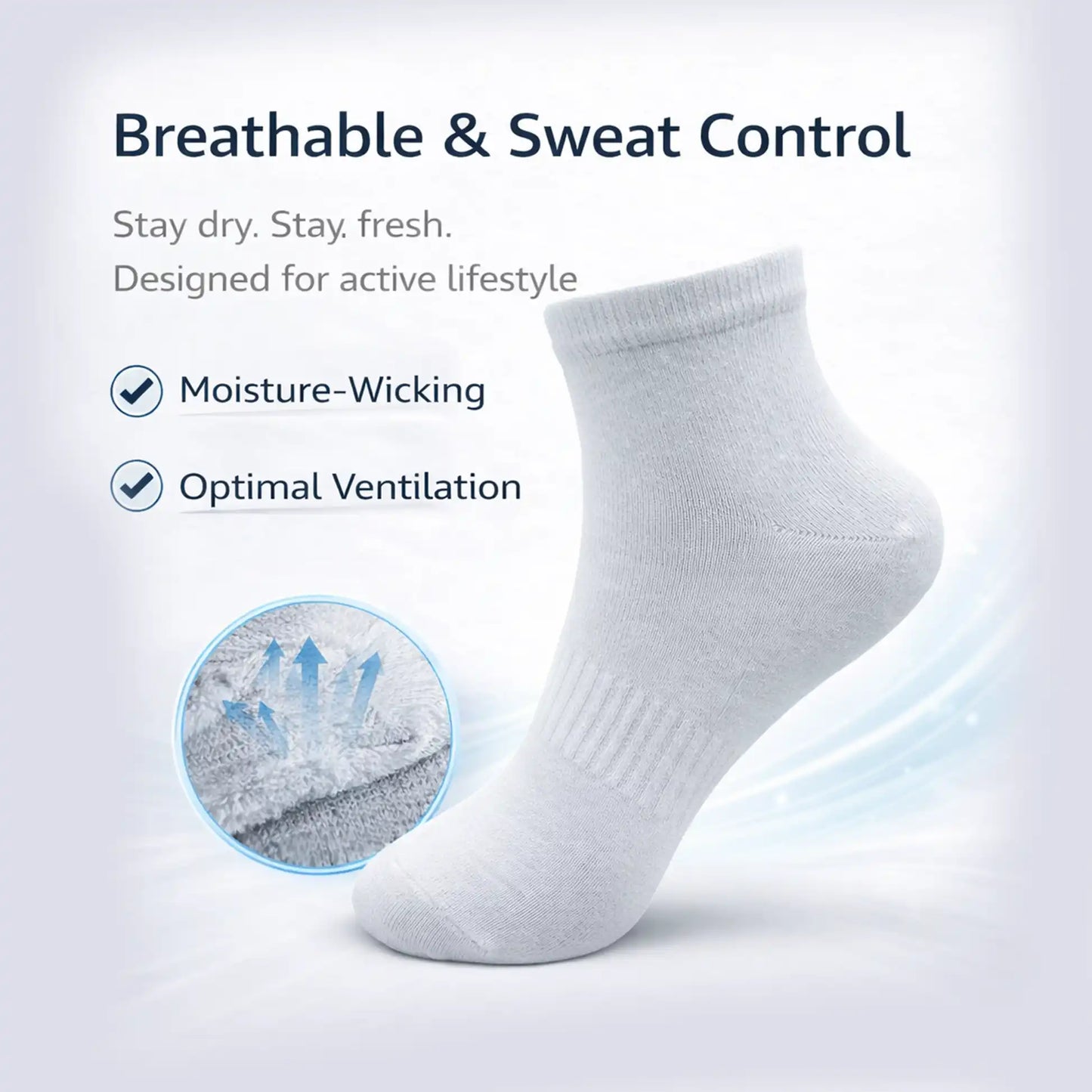 VEA Plain Ankle Socks 3 Pack White (39–42) | VEA-2037