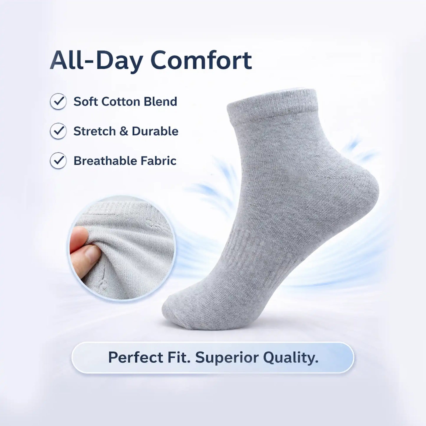 VEA Plain Ankle Socks 3 Pair Pack Assorted | Size 39–42 | VEA-2038